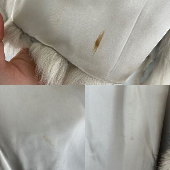 Vintage Grey Silver Fox Genuine Fur Coat Belted with Leather Trim - Picture 7 of 8